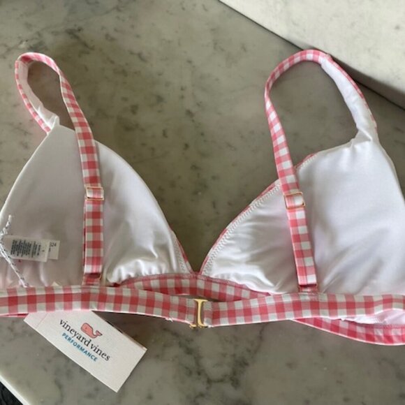 VINEYARD VINES Triangle Bikini Top Cayman Gingham L - Picture 7 of 13